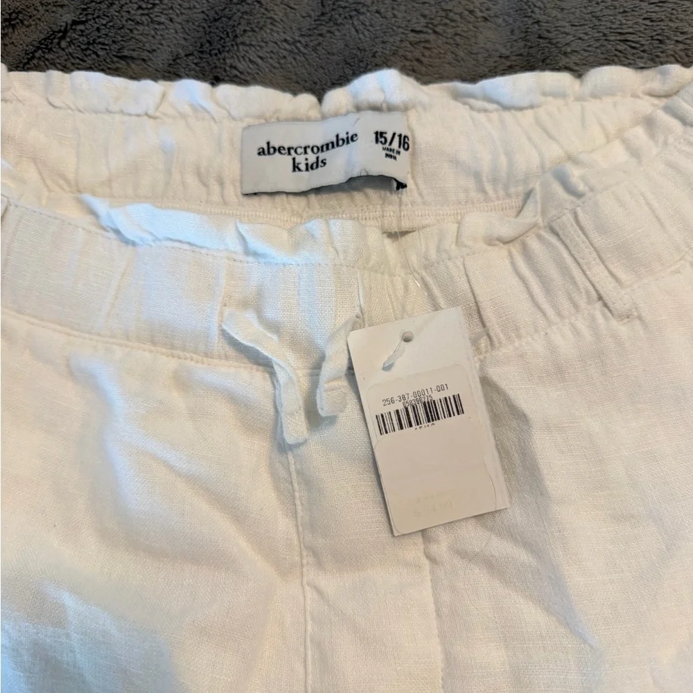 Abercrombie Kids White Linen Cargo Pants NWT 15/16 - Picture 7 of 7